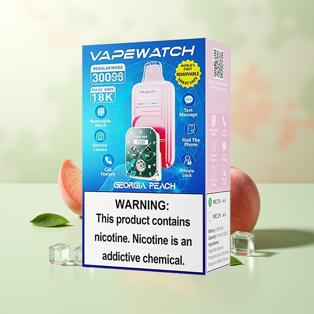 JNR VapeWatch 30000 Züge Doppel-Mesh Coil Typ-C Georgia Pfirsich 19mL 5% 1000mAh