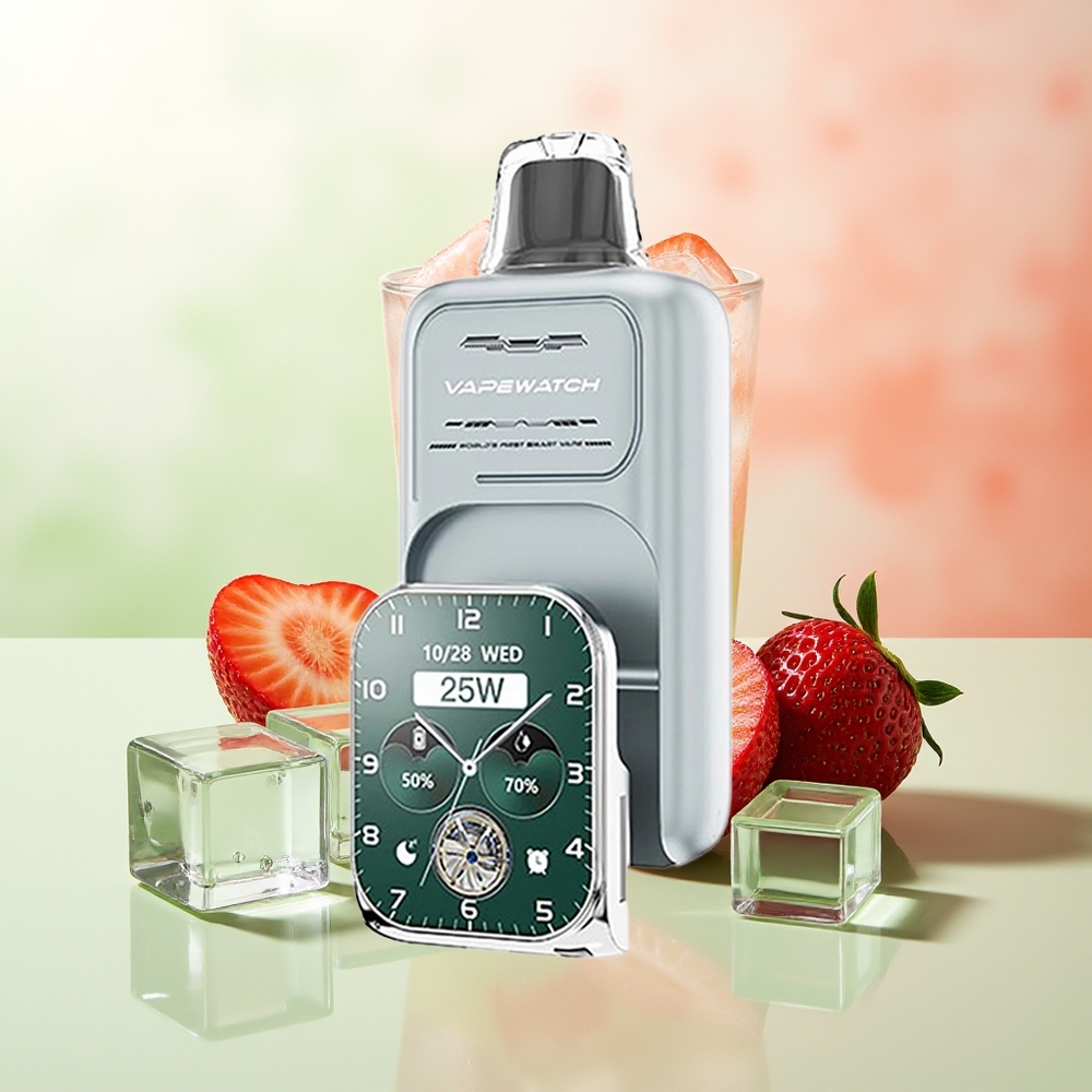 JNR VapeWatch 30000 Züge Erdbeer-Eis Dual Mesh Coil 19mL 5% Typ-C Schnellladung