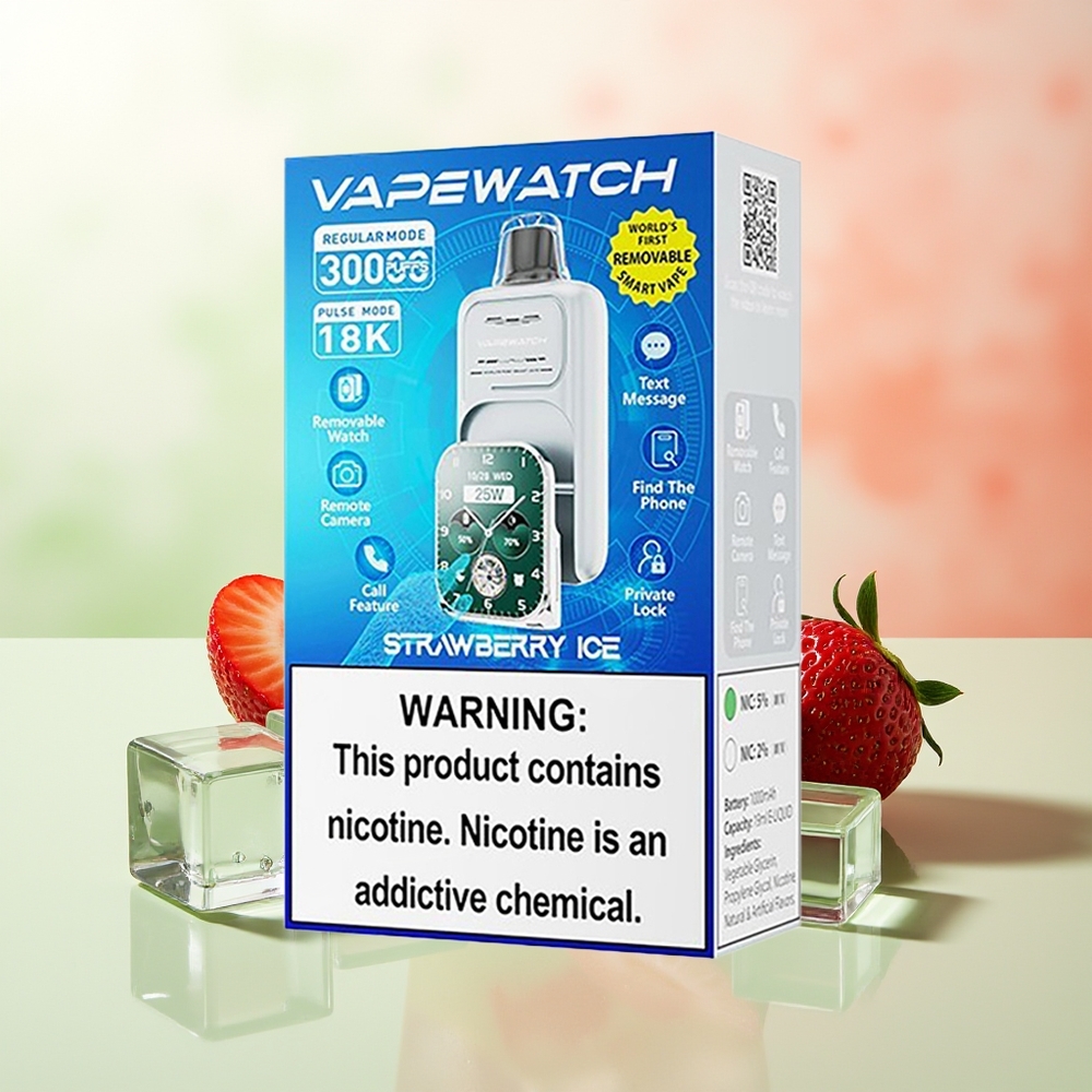 JNR VapeWatch 30000 Züge Erdbeer-Eis Dual Mesh Coil 19mL 5% Typ-C Schnellladung
