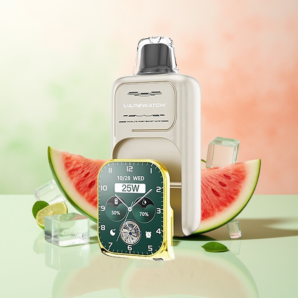 JNR VapeWatch 30000 Züge Wassermelone-Eis Dual Mesh Coil Type-C Schnellladung 19mL 5% Nikotin