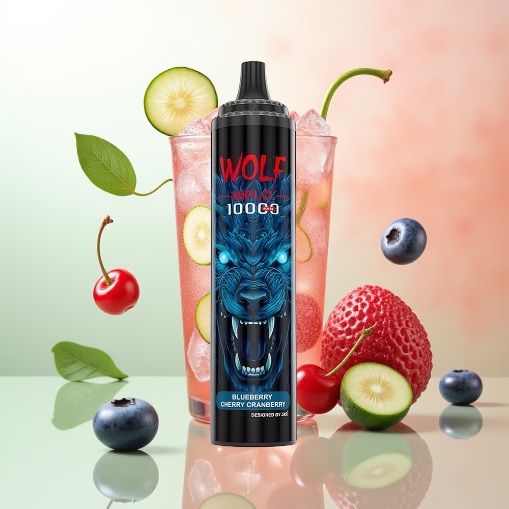 JNR Wolf Niplo 10000 Puffs Blaubeere Kirsche Preiselbeere Mesh 1.0 Ohm 650mAh 20ml Typ-C