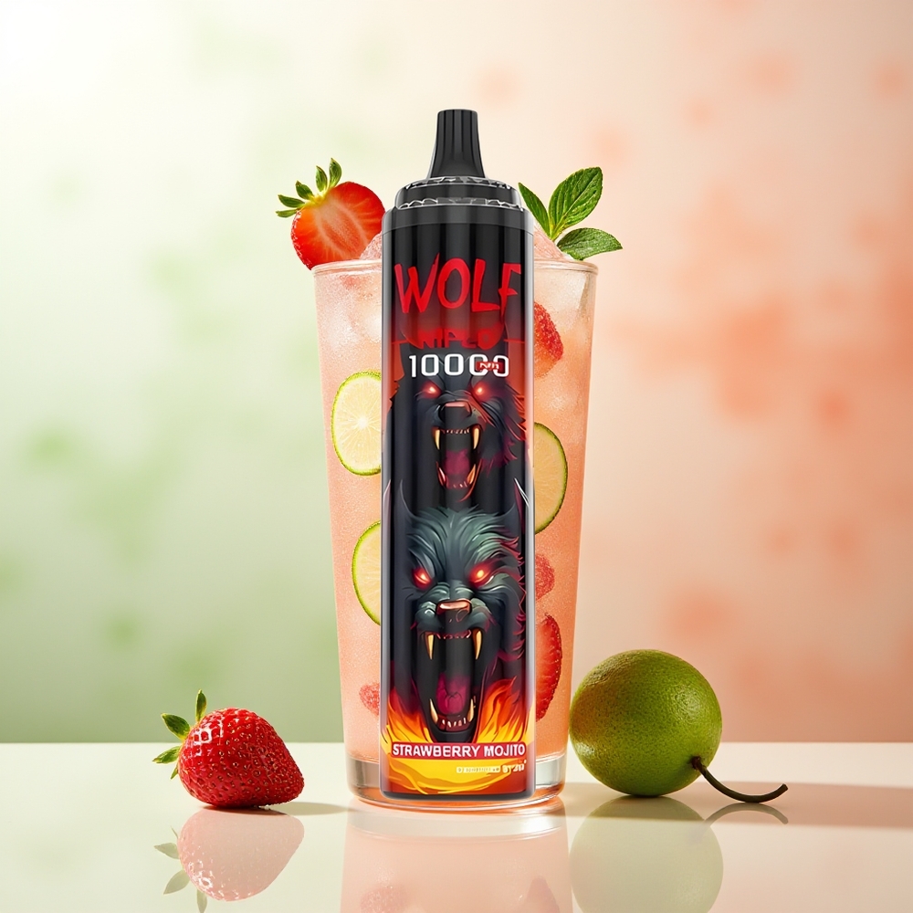 JNR Wolf Niplo 10000 Züge Erdbeer Mojito Mesh 1.0 Ohm 650mAh 20ml Typ-C