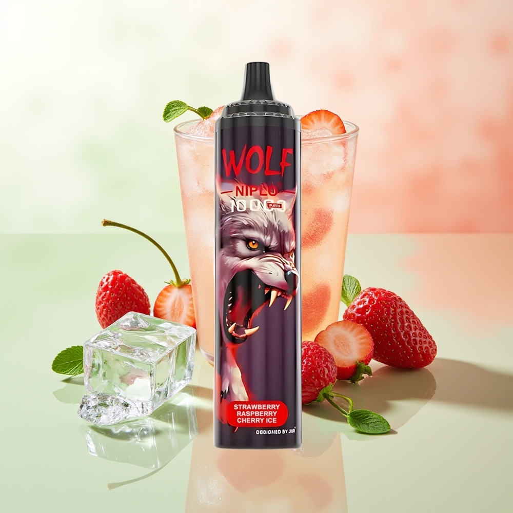 JNR Wolf Niplo 10000 Züge Erdbeere Himbeere Kirsche Eis Mesh 1.0 Ohm 650mAh 20ml Typ-C