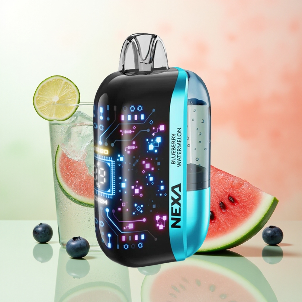 NEXA Ultra 50000 Züge Blaubeere Wassermelone 20ml 800mAh Typ-C 3D-Bildschirm