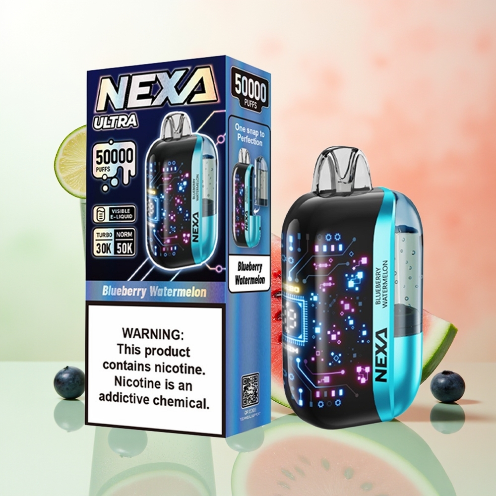 NEXA Ultra 50000 Züge Blaubeere Wassermelone 20ml 800mAh Typ-C 3D-Bildschirm