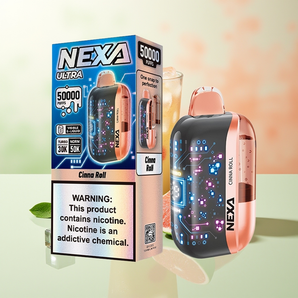 NEXA Ultra 50000 Züge Cinna Rolle 20ml 800mAh 5% 0,9ohm Dual Mesh 3D Display Typ-C