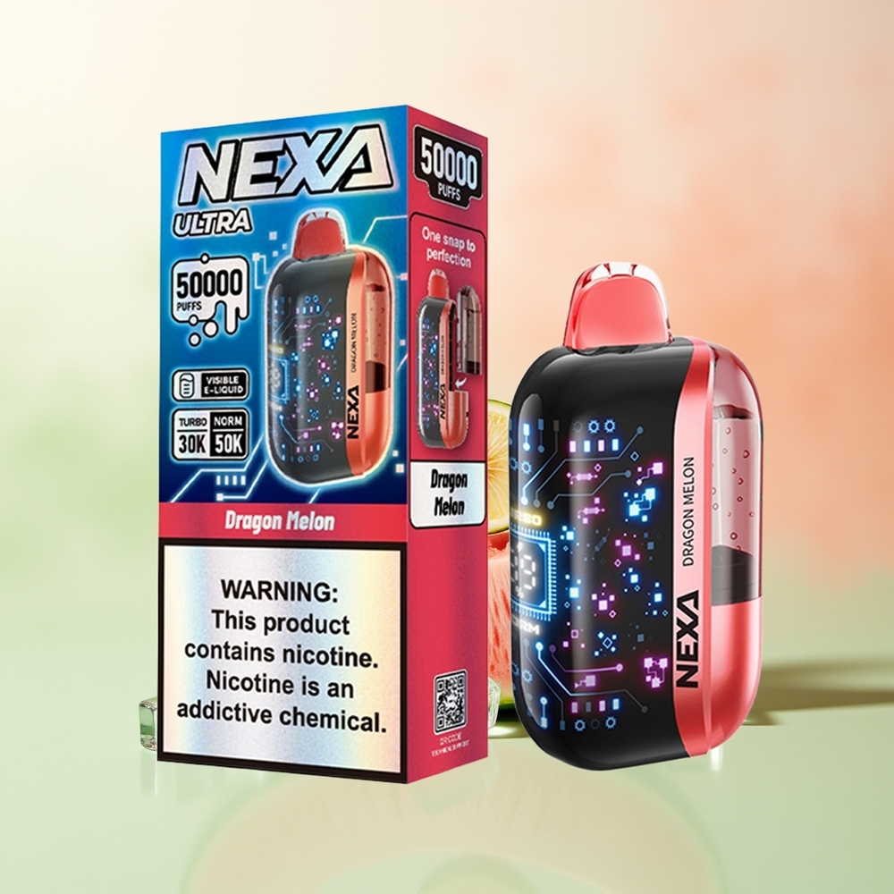 NEXA Ultra 50000 Züge Drachenmelone 20ml 800mAh 5% Typ-C 0,9ohm Dual Mesh 3D Display