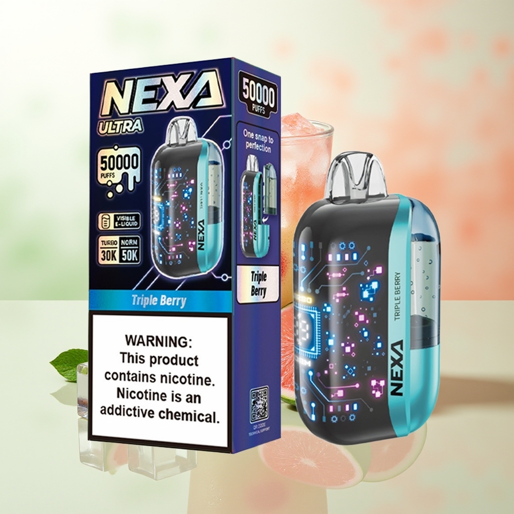 NEXA Ultra 50000 Züge Dreifachbeere 20ml 800mAh 5% 0,9ohm Dual Mesh Typ-C 3D Display