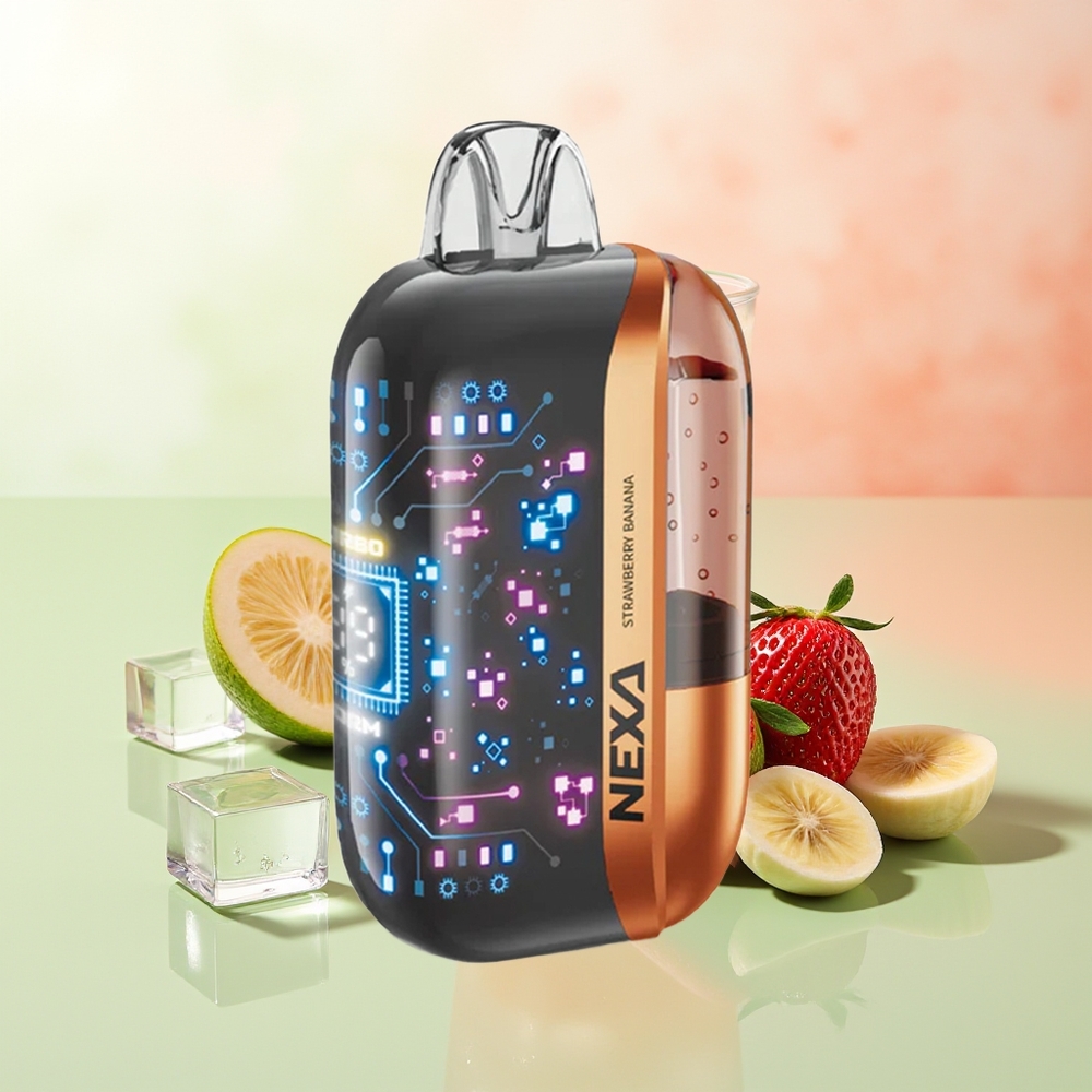 NEXA Ultra 50000 Züge Erdbeer Banane 20ml 800mAh Typ-C 0.9ohm Dual Mesh 3D Display