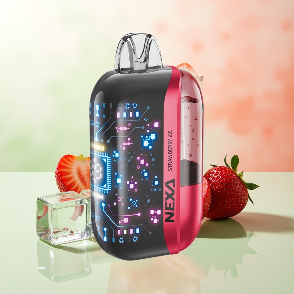 NEXA Ultra 50000 Züge Erdbeer-Eis 20ml 800mAh 5% Typ-C 0.9ohm Dual-Mesh 3D-Bildschirm