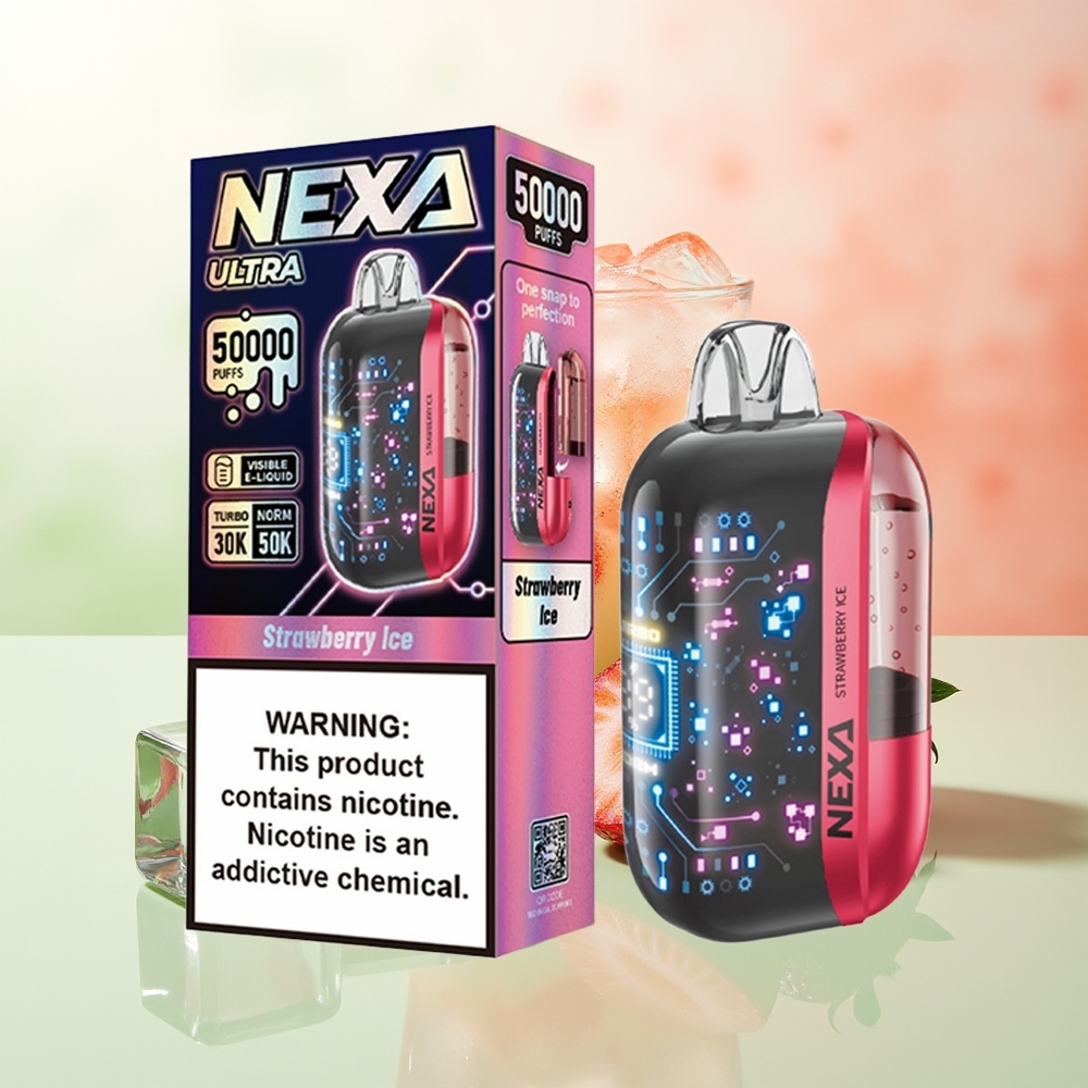 NEXA Ultra 50000 Züge Erdbeer-Eis 20ml 800mAh 5% Typ-C 0.9ohm Dual-Mesh 3D-Bildschirm