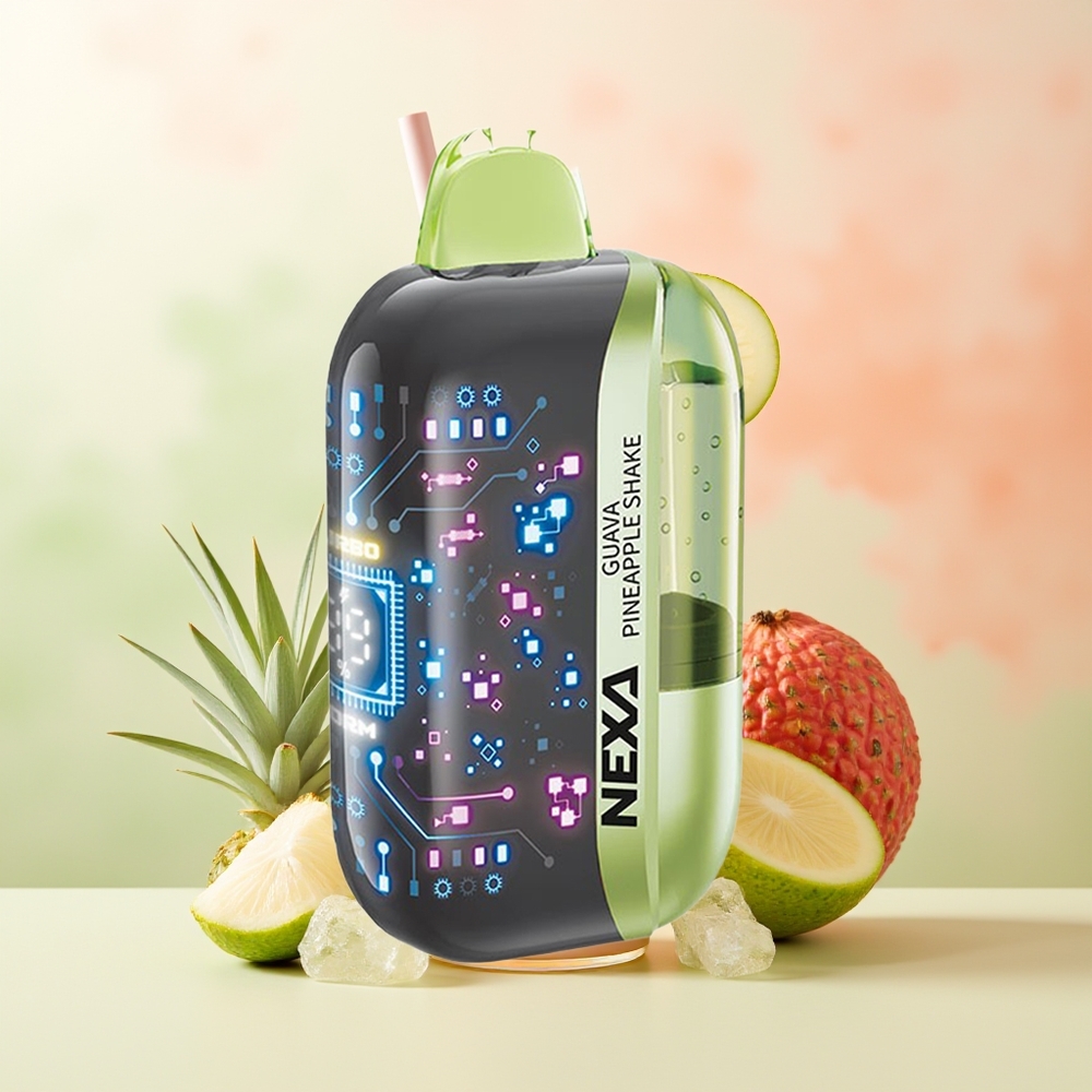 NEXA Ultra 50000 Züge Guava-Ananas Shake 20ml 800mAh 5% Dual Mesh 0,9ohm Typ-C 3D-Kurvenbildschirm