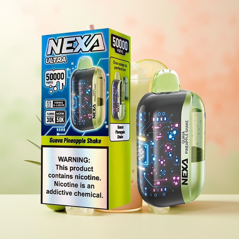 NEXA Ultra 50000 Züge Guava-Ananas Shake 20ml 800mAh 5% Dual Mesh 0,9ohm Typ-C 3D-Kurvenbildschirm