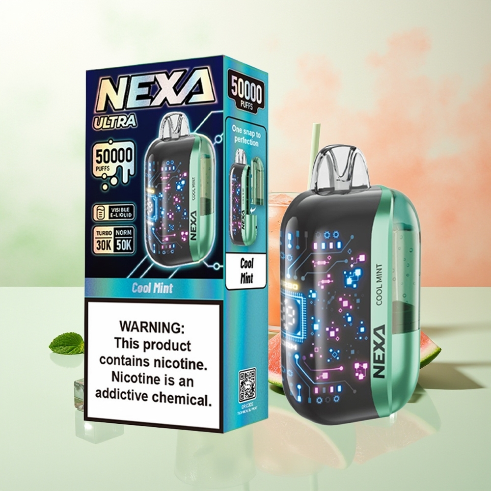 NEXA Ultra 50000 Züge Kühle Minze 20ml 800mAh 5% Typ-C 0,9Ohm Dual Mesh 3D Display