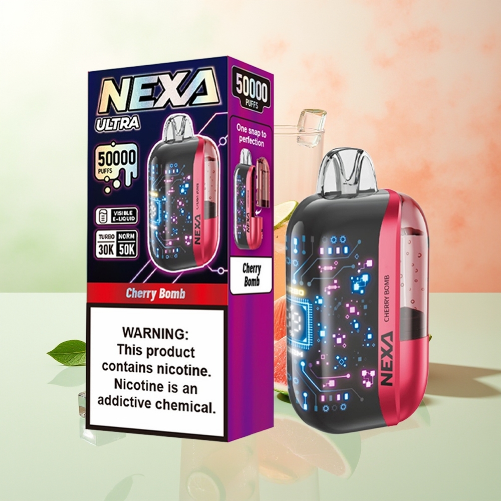 NEXA Ultra 50000 Züge Kirschbombe 20ml 800mAh 5% Nikotin 0,9ohm Dual Mesh Typ-C 3D Display