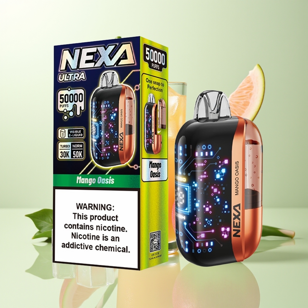 NEXA Ultra 50000 Züge Mango-Oase 20ml 800mAh Typ-C 3D-Bildschirm Dual-Mesh