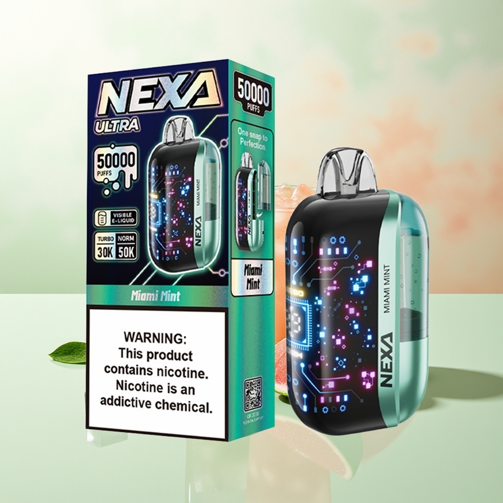 NEXA Ultra 50000 Züge Miami Minze 20ml 800mAh Typ-C 3D Bildschirm 0,9ohm Dual Mesh