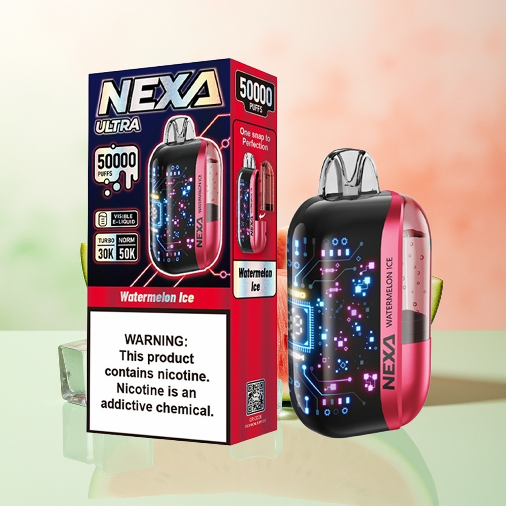 NEXA Ultra 50000 Züge Wassermelone Eis 20ml 800mAh 5% Typ-C 0.9ohm Dual Mesh 3D-Display