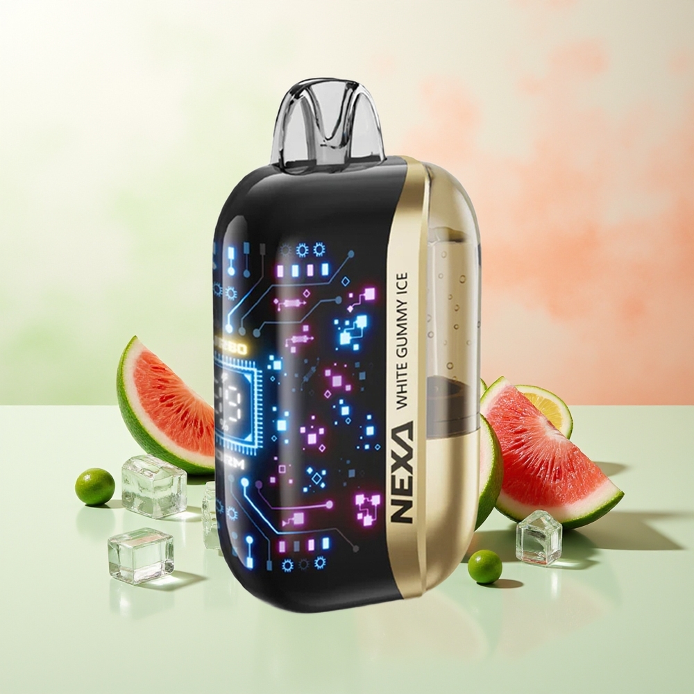 NEXA Ultra 50000 Züge Weiße Gummibärchen Eis 20ml 800mAh 5% Typ-C 0.9ohm Dual Mesh 3D Display