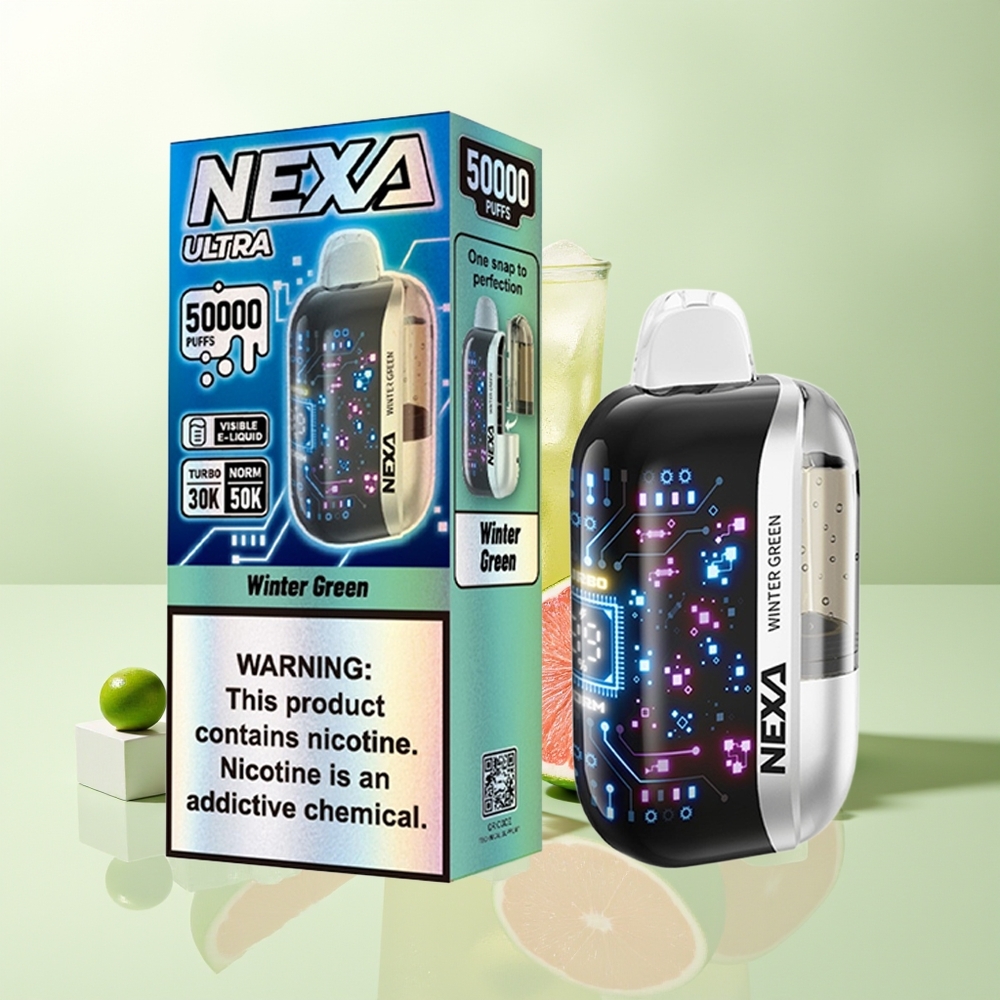 NEXA Ultra 50000 Züge Wintergrün 20ml 800mAh 5% Typ-C 0,9ohm Dual Mesh 3D Display