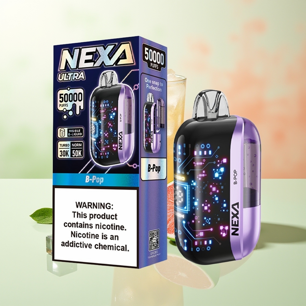 NEXA Ultra B-Pop 50000 Züge 20ml 800mAh 5% 0,9ohm Dual Mesh Typ-C 3D Display