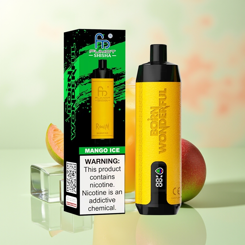 RandM Fumot Shisha 10000 Züge Mango Eis LED Typ-C 18ml 850mAh Mesh 0,6Ω 0,5%