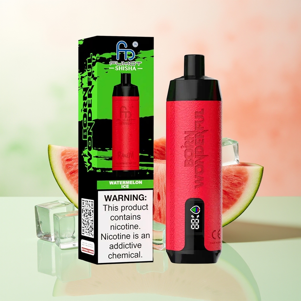RandM Fumot Shisha 10000 Züge Wassermelone-Eis LED Typ-C 18ml 850mAh 0,6Ω Mesh 0,5% Nikotin