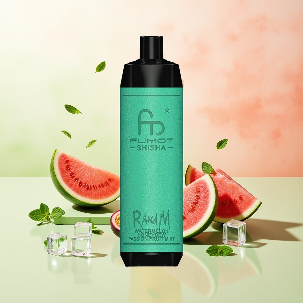 RandM Fumot Shisha 10000 Züge Wassermelone Honigmelone Maracuja Minze LED Typ-C 18ml 850mAh 0,6ohm Mesh 0,5% Nikotin