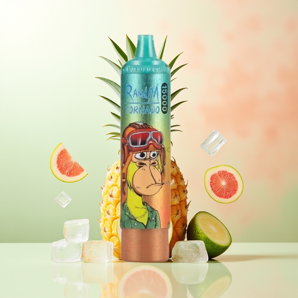 RandM Fumot Tornado 15000 Eisige Ananas 25ml 850mAh Mesh LCD Typ-C