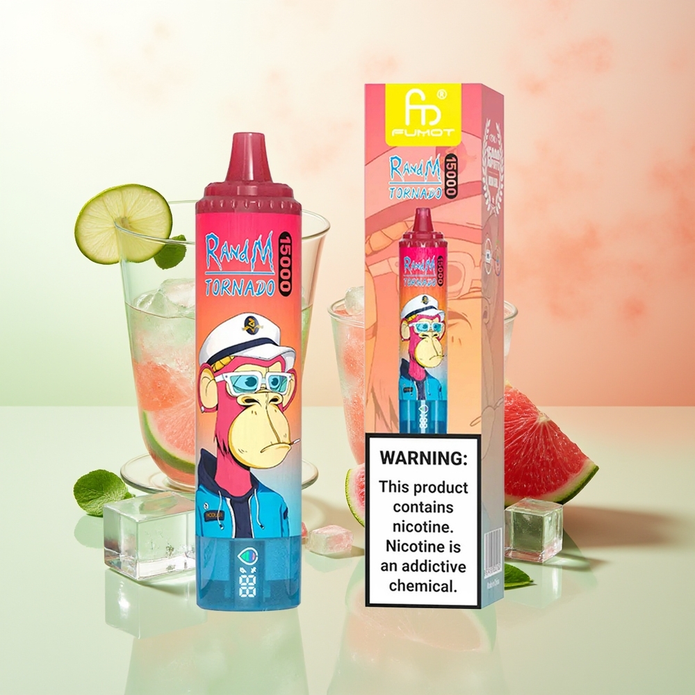 RandM Fumot Tornado 15000 Puffs 25ml Kirsch LCD Typ-C Aufladbar Mesh