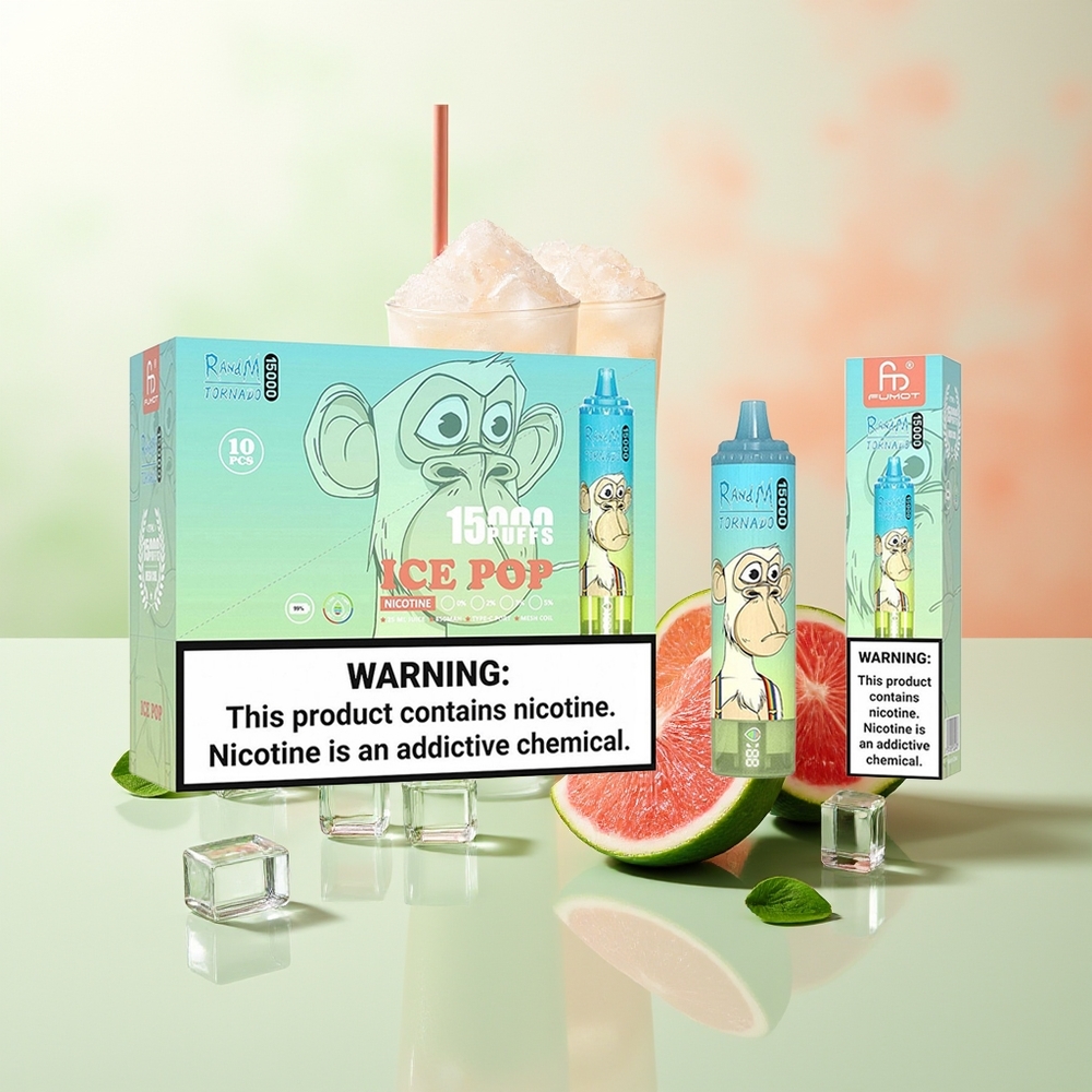 RandM Fumot Tornado 15000 Züge Eisbonbon LCD Typ-C Aufladbar Mesh-Technologie