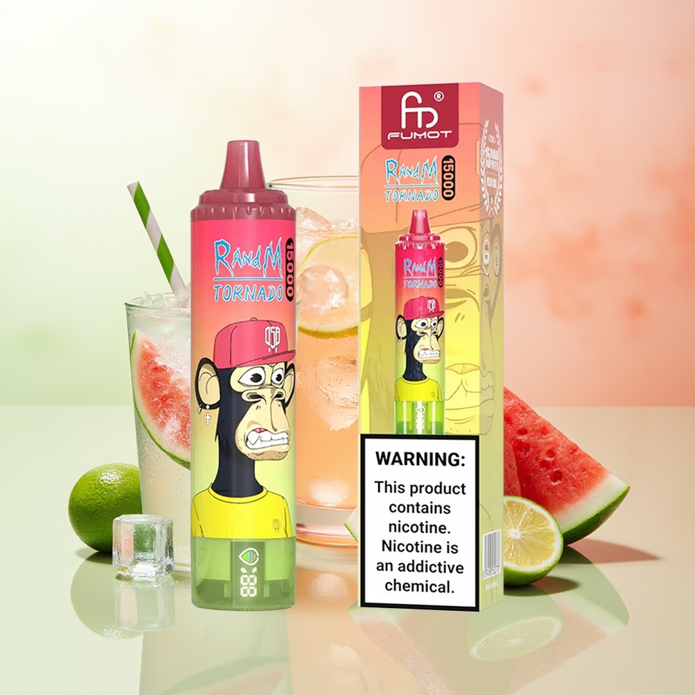 RandM Fumot Tornado 15000 Züge Erdbeer-Wassermelonen-Limonade 25ml 850mAh Mesh LCD Typ-C