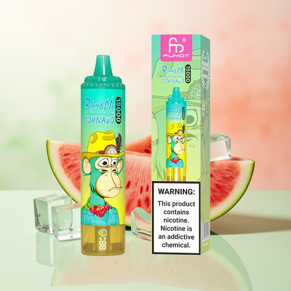 RandM Fumot Tornado 15000 Züge Wassermelone Eis 25ml 850mAh Mesh LCD Typ-C
