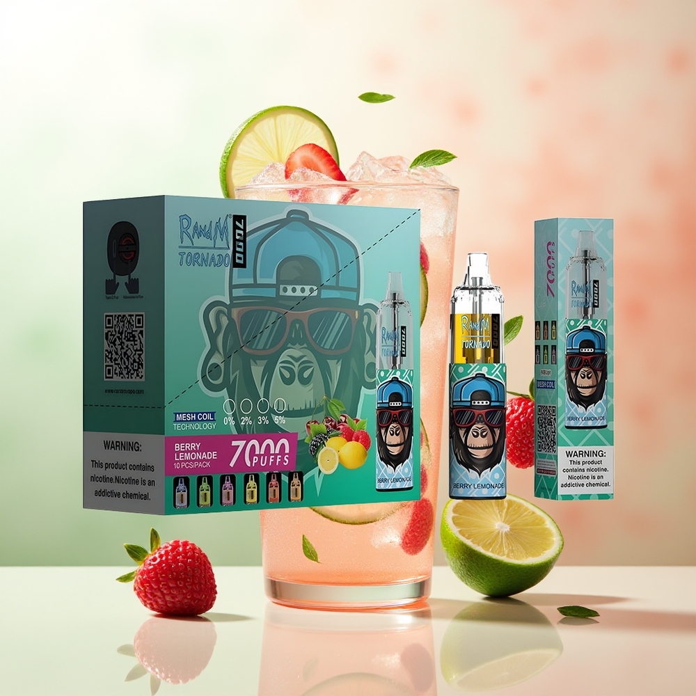 RandM Fumot Tornado 7000 Beere Limonade 14ML Mesh RGB Typ-C Luftregelbar