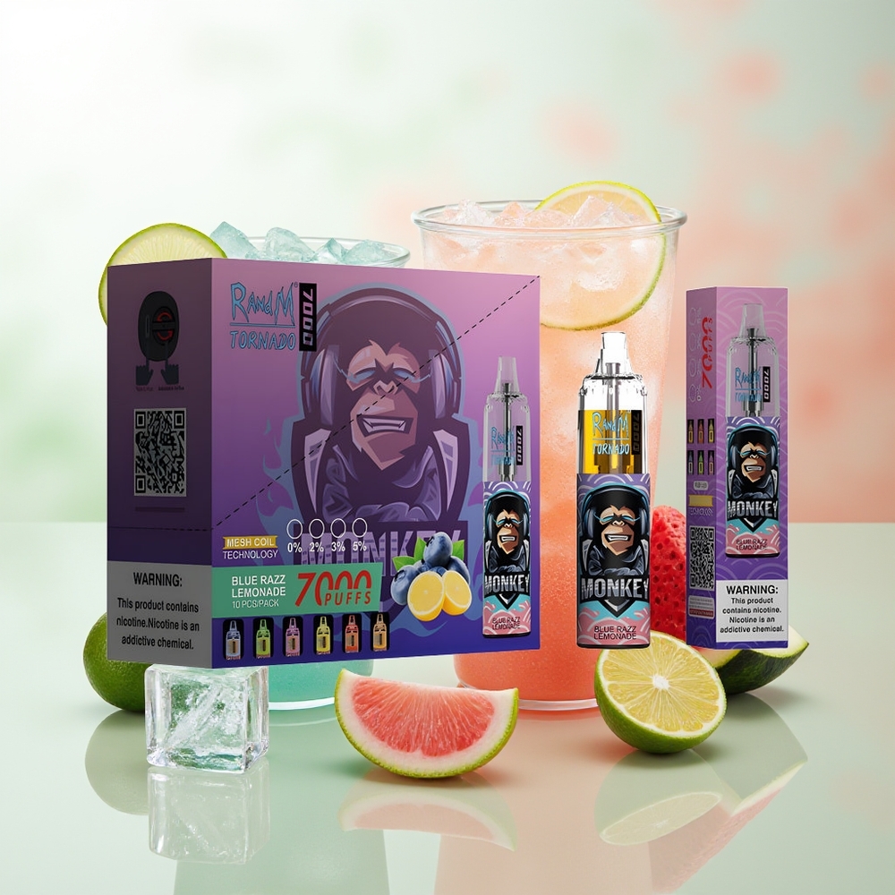 RandM Fumot Tornado 7000 Blaue Himbeer-Zitronenlimonade Typ-C RGB Mesh Luftregelung