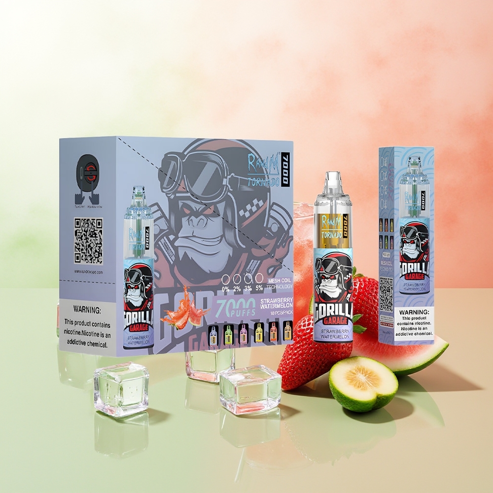 RandM Fumot Tornado 7000 Erdbeere Wassermelone 14ML Mesh Coil Typ-C RGB Luftregelung