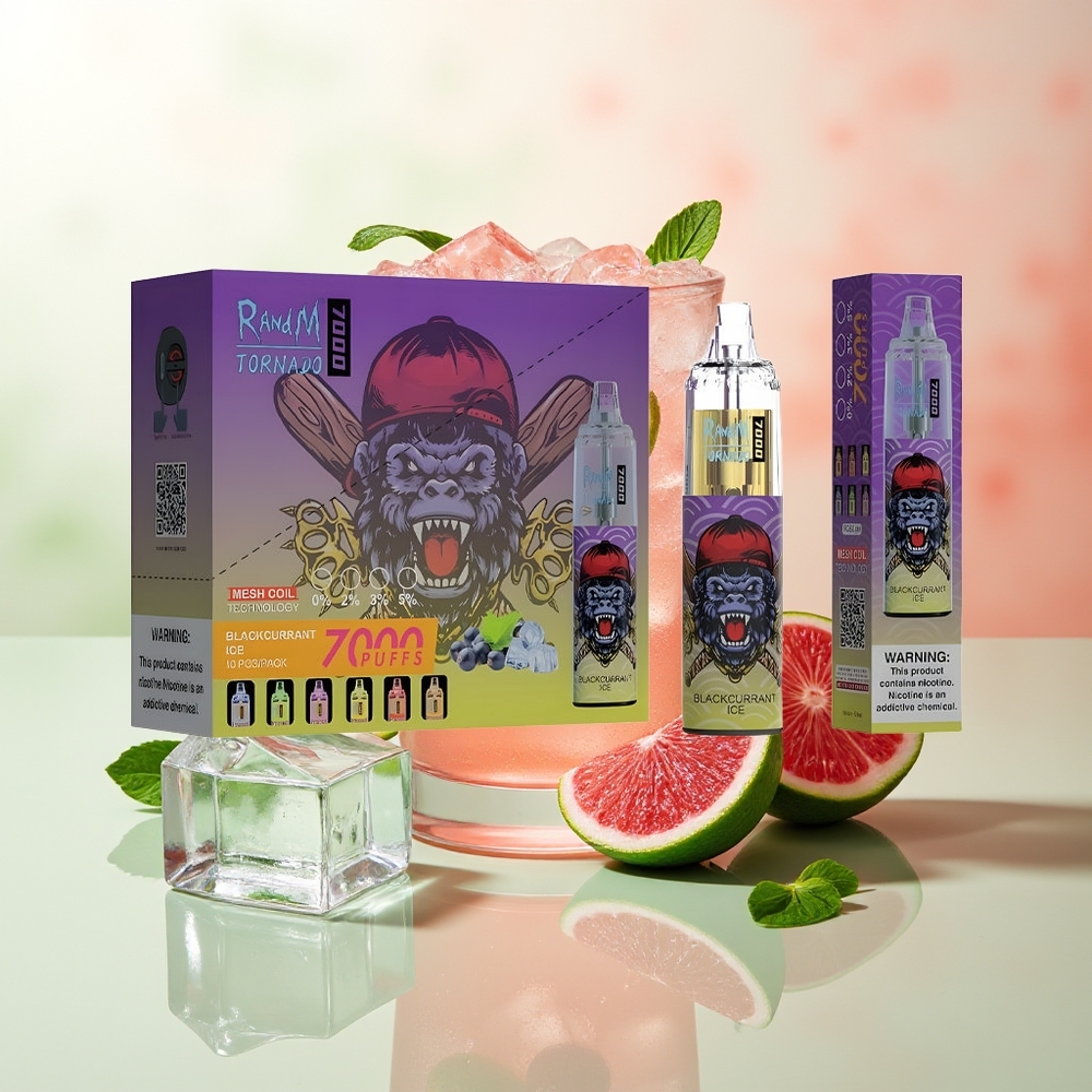 RandM Fumot Tornado 7000 Schwarzjohannisbeere Eis 14ml Mesh Typ-C RGB Luftregelbar