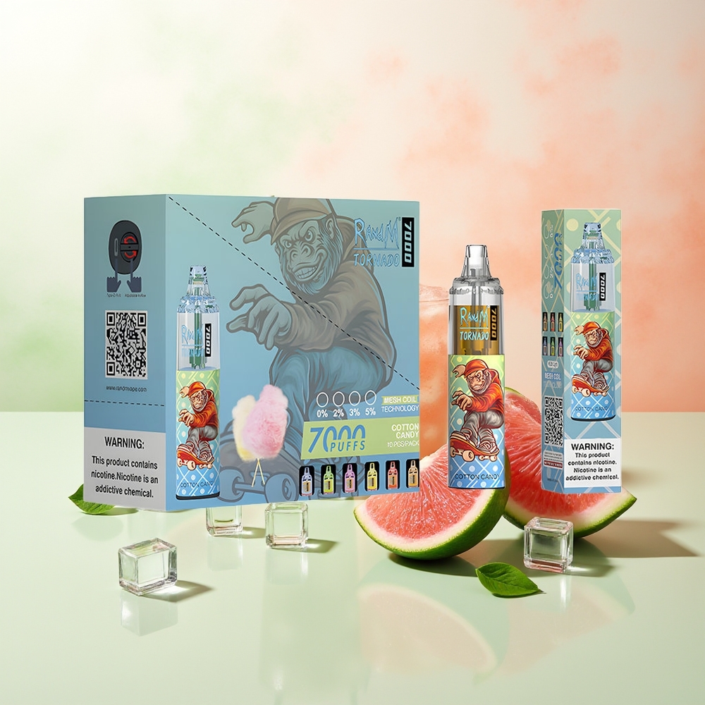 RandM Fumot Tornado 7000 Züfte Baumwollbonbon 14ML Mesh RGB Typ-C Luftregelbar