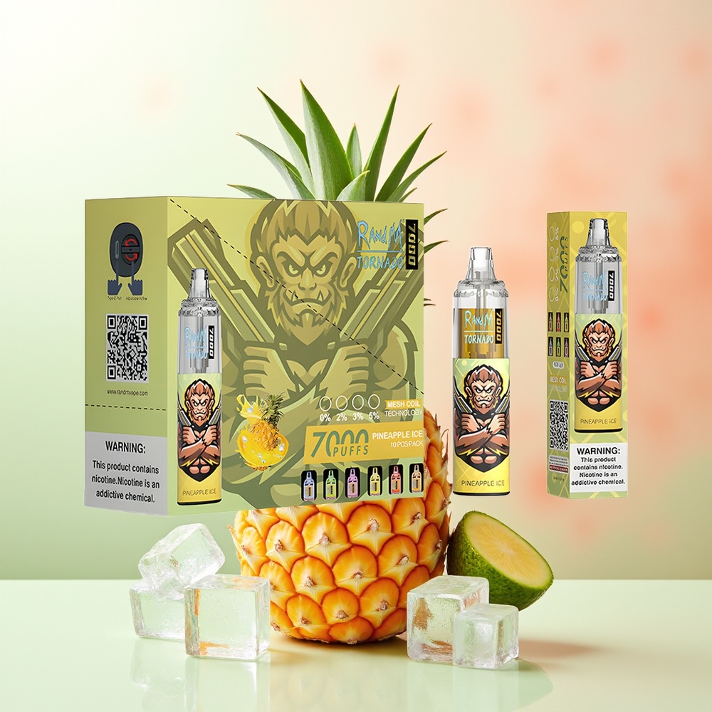 RandM Fumot Tornado 7000 Züge Ananas Eis Mesh Coil Typ-C RGB Luftregelung
