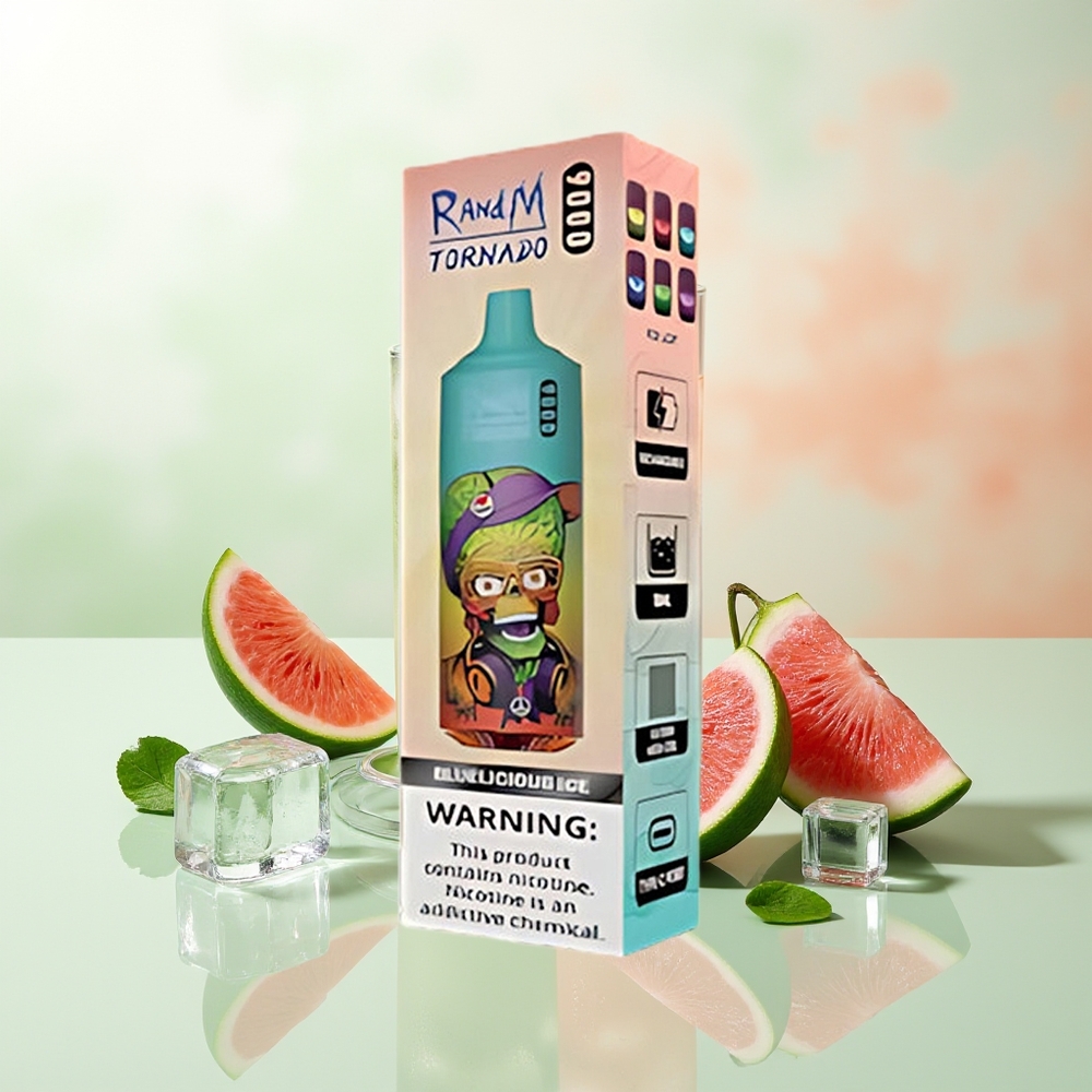 RandM Fumot Tornado 9000 Züge Blauisierendes Eis Wiederaufladbar mit Mesh Coil und RGB-Display