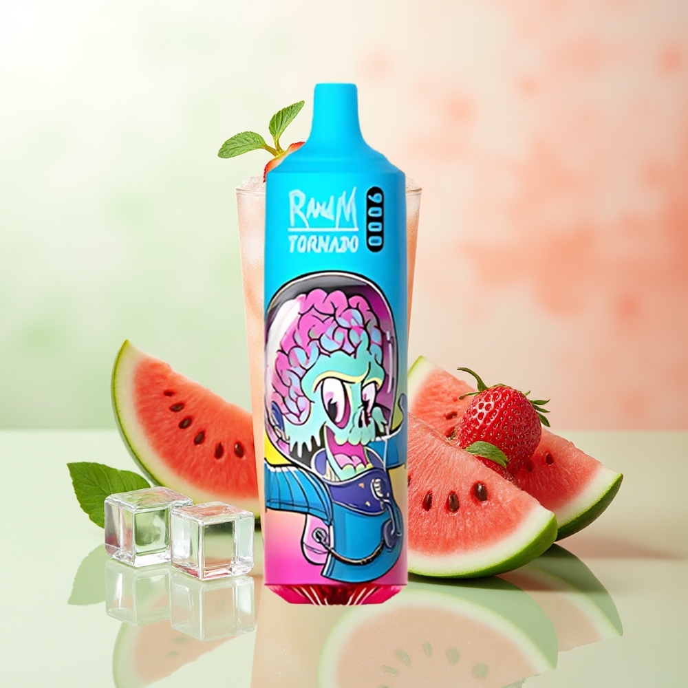 RandM Fumot Tornado 9000 Züge Erdbeer-Wassermelone Mesh RGB Display