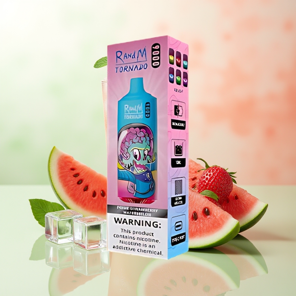 RandM Fumot Tornado 9000 Züge Erdbeer-Wassermelone Mesh RGB Display