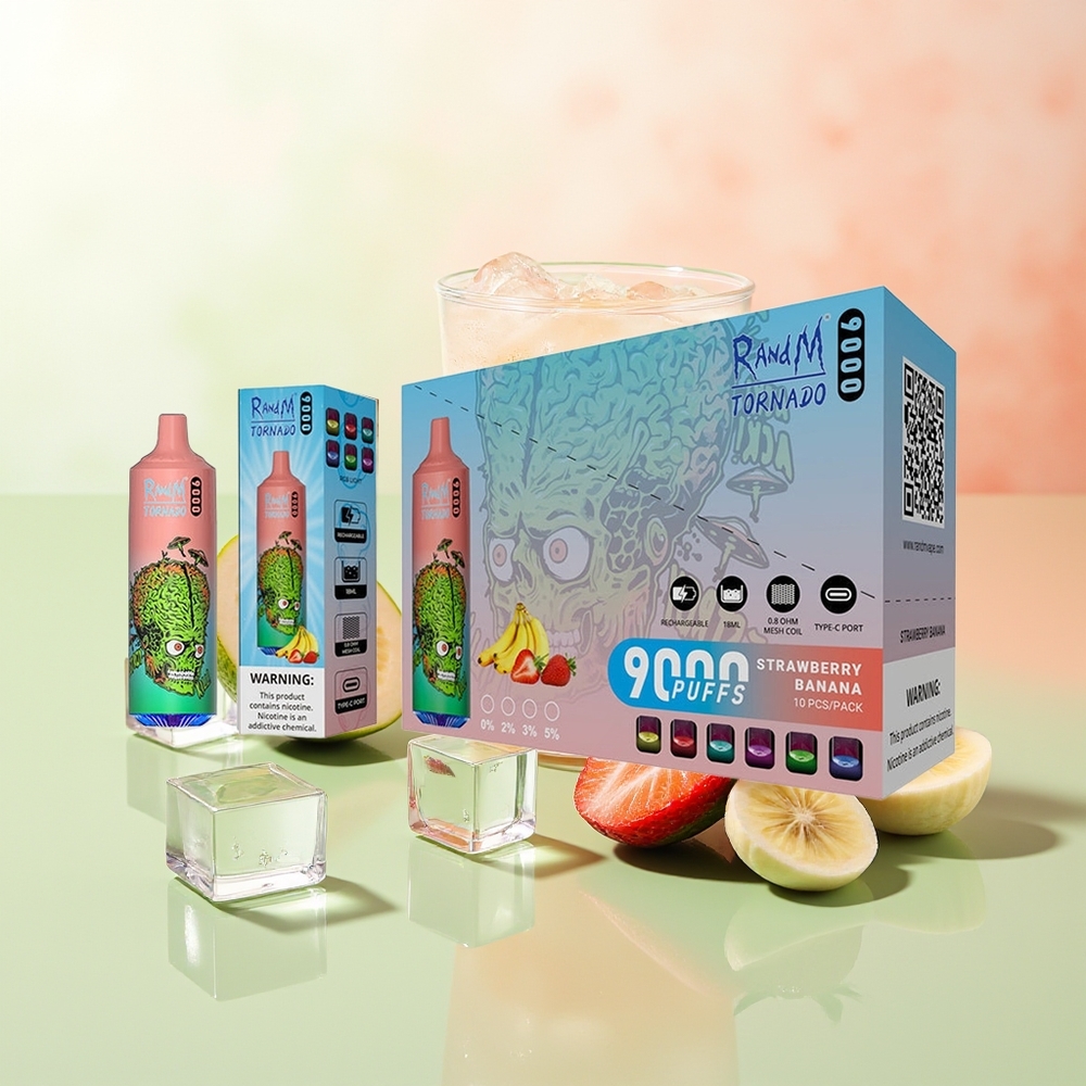 RandM Fumot Tornado 9000 Züge Erdbeere Banane 850 mAh 18 mL Mesh RGB Display