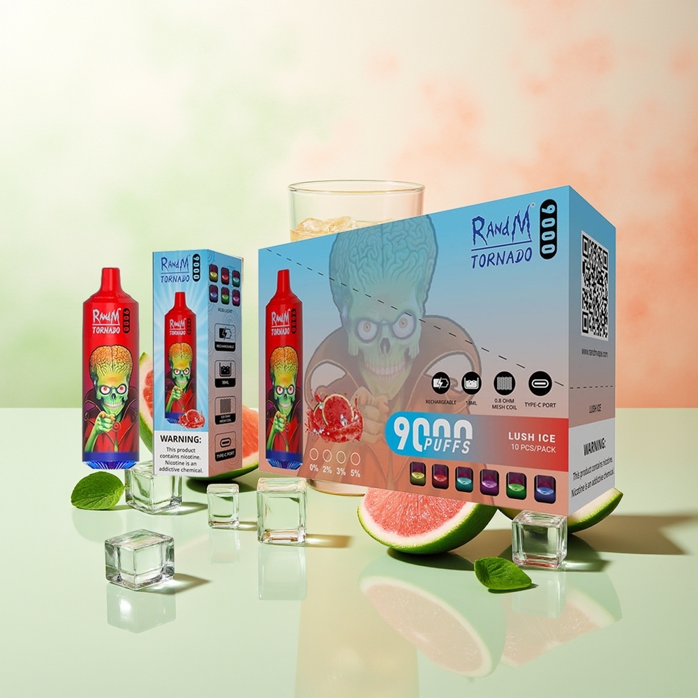 RandM Fumot Tornado 9000 Züge Lush Eis 850 mAh 18 mL Mesh RGB 54 Geschmacksrichtungen