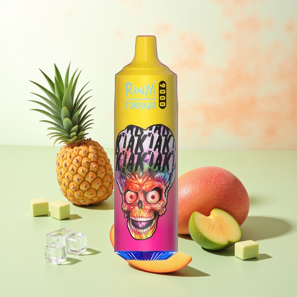 RandM Fumot Tornado 9000 Züge Pfirsich Mango Ananas Wiederaufladbar 850 mAh 18 mL Mesh Coil RGB Display