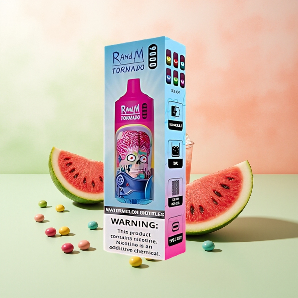 RandM Fumot Tornado 9000 Züge Wassermelone Skittles 850 mAh 18 mL Mesh RGB 54 Sorten