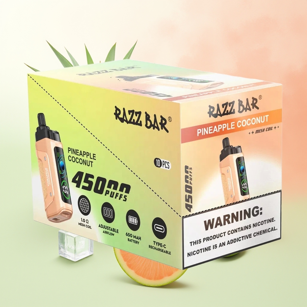 Razz Bar 45000 Züge Ananas Kokos Typ-C Aufladbar Mesh Coil 20 mg/ml Nikotin