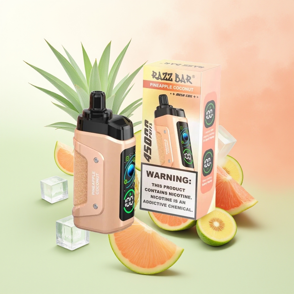 Razz Bar 45000 Züge Ananas Kokos Typ-C Aufladbar Mesh Coil 20 mg/ml Nikotin
