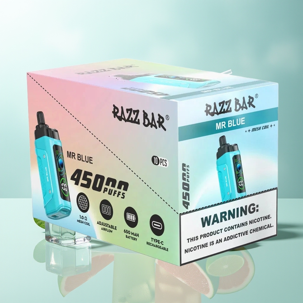 Razz Bar 45000 Züge Einweg-Vape Herr Blau Mesh Typ-C Luftstrom
