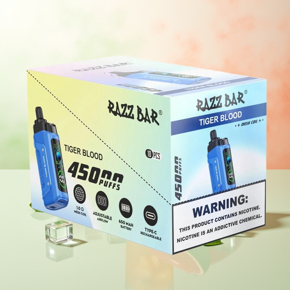 Razz Bar 45000 Züge Einweg-Vape Tigerblut Mesh Luftstrom Typ-C